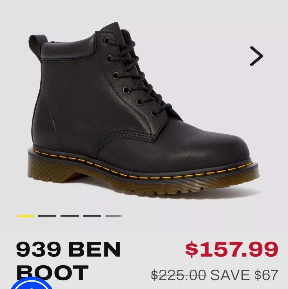 Dr. Martens Boots BEN Black Leather Combat Boots  Made In England
